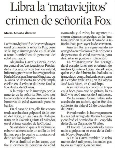 senorita fox asesinatos